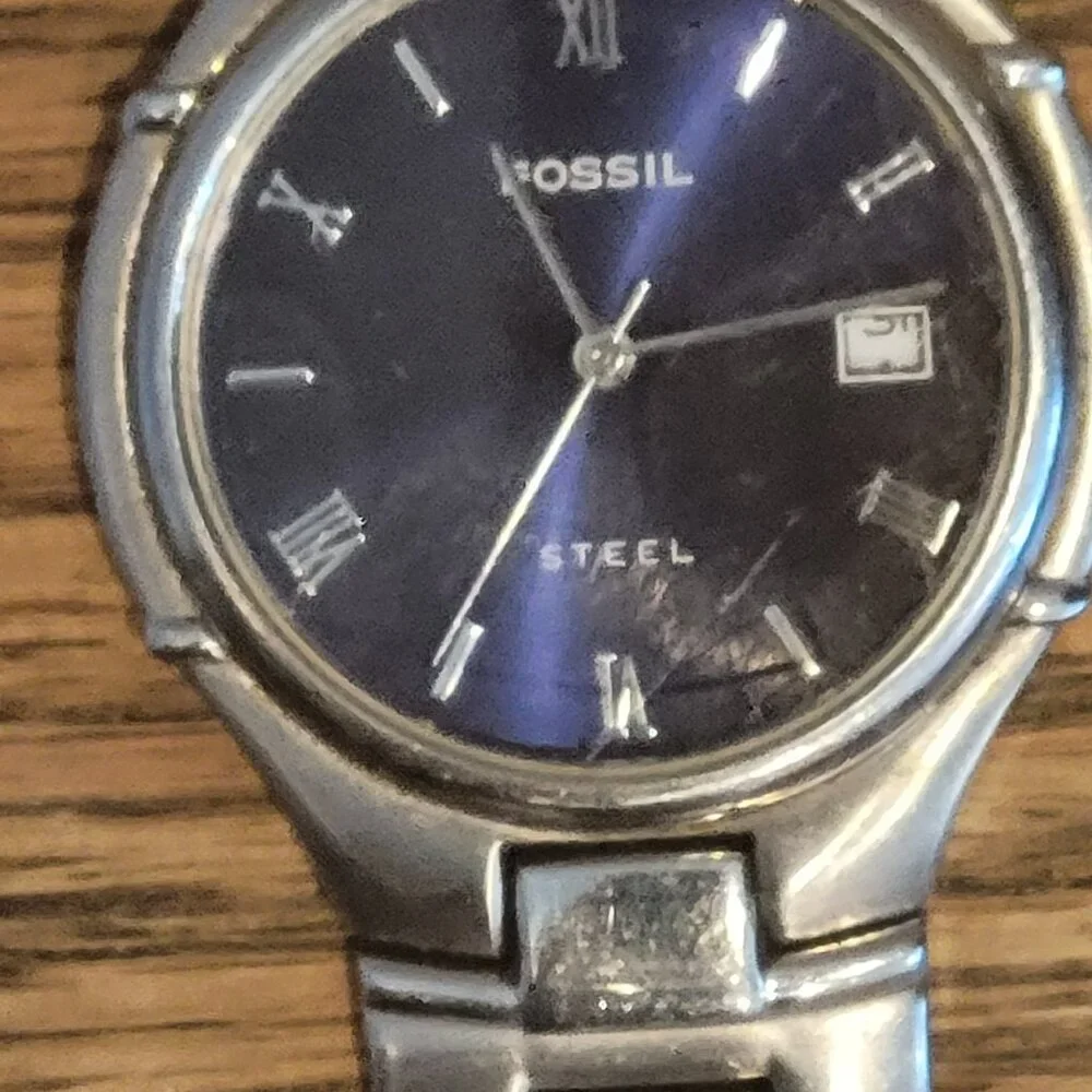 Fossil~Arkitekt~Mens Watch~FS2701~Roman Numeral~Blue Face~Date Dial Not Working
